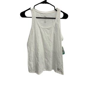 Brisas Sleeveless Tank Top White Sz Medium Scoop Neck Slub Knit Cotton NWT